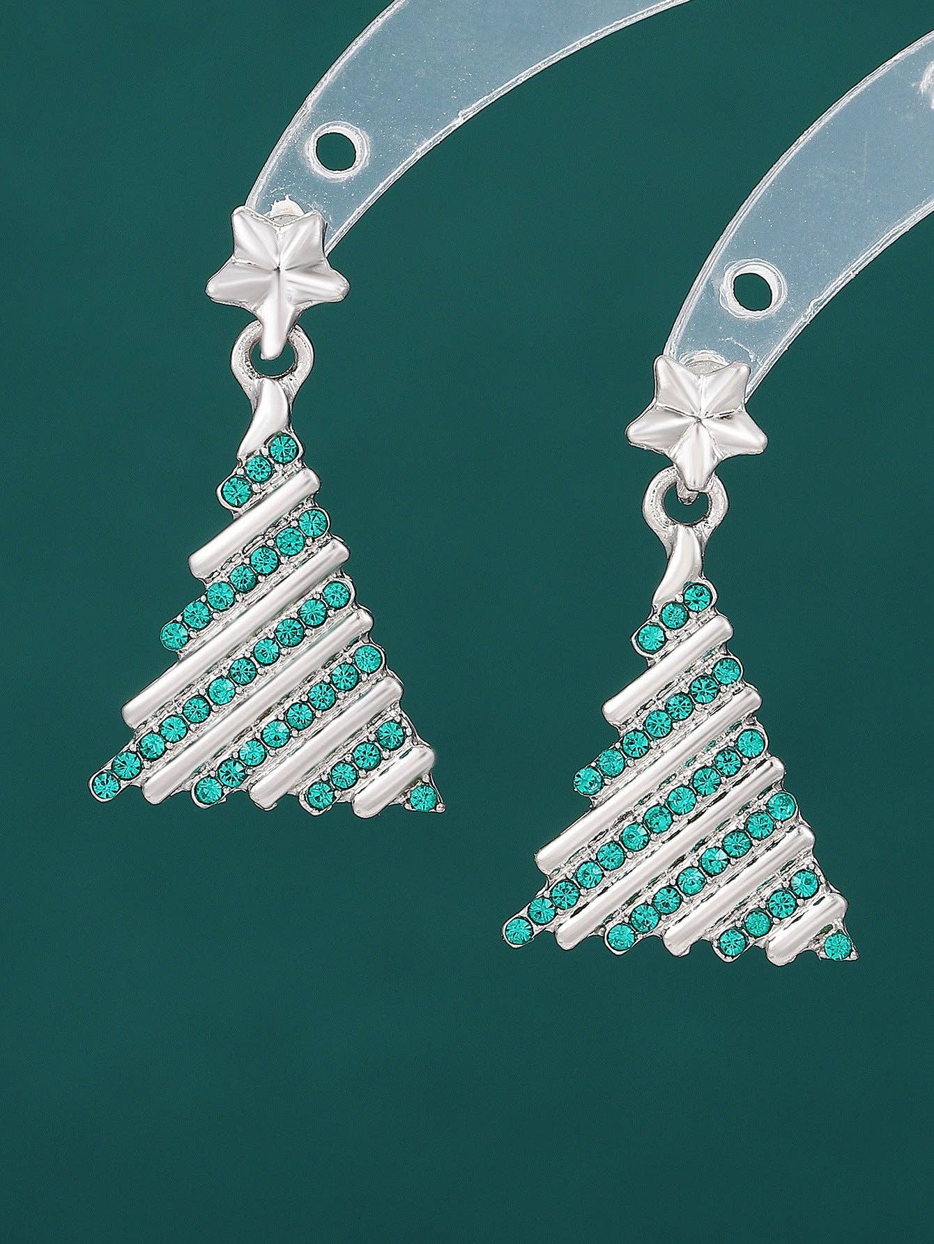Luxury Colorful Christmas Tree Ear Studs for Women