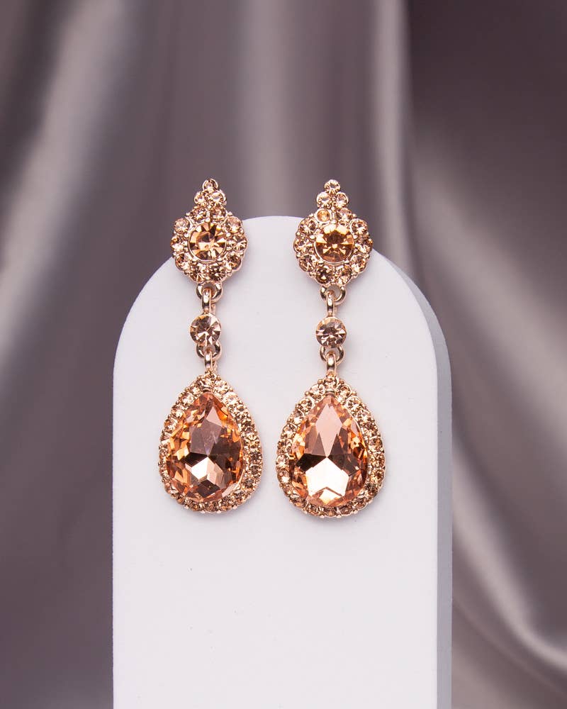 Rhinestone Pave Teardrop Cut Crystal Earrings