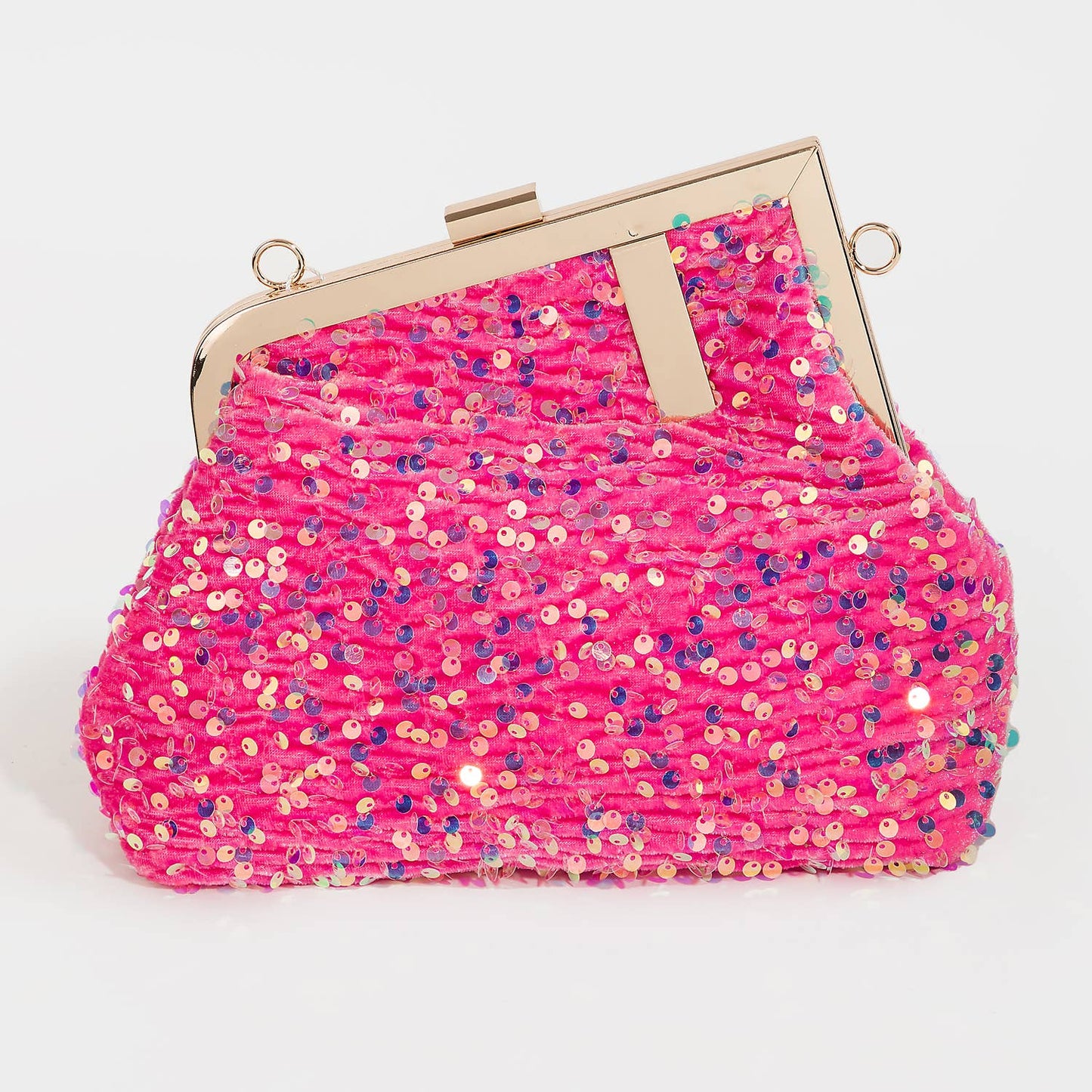 Abstract Metallic Frame Sequin Hand Bag