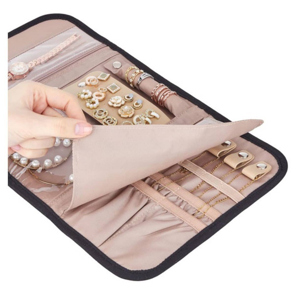Portable Travel Jewelry Organizer Roll,Foldable for Earrings