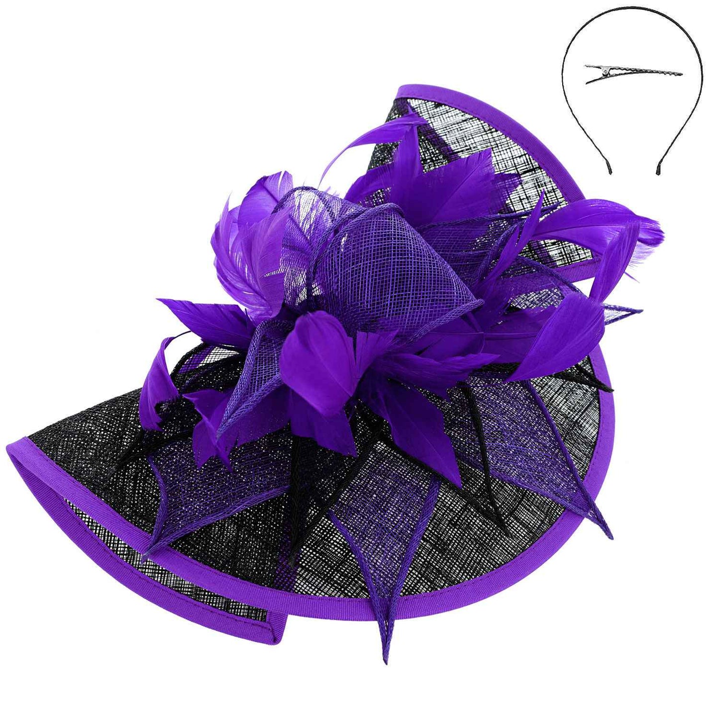 Two Tone Folded Fascinator with Headband and Clip