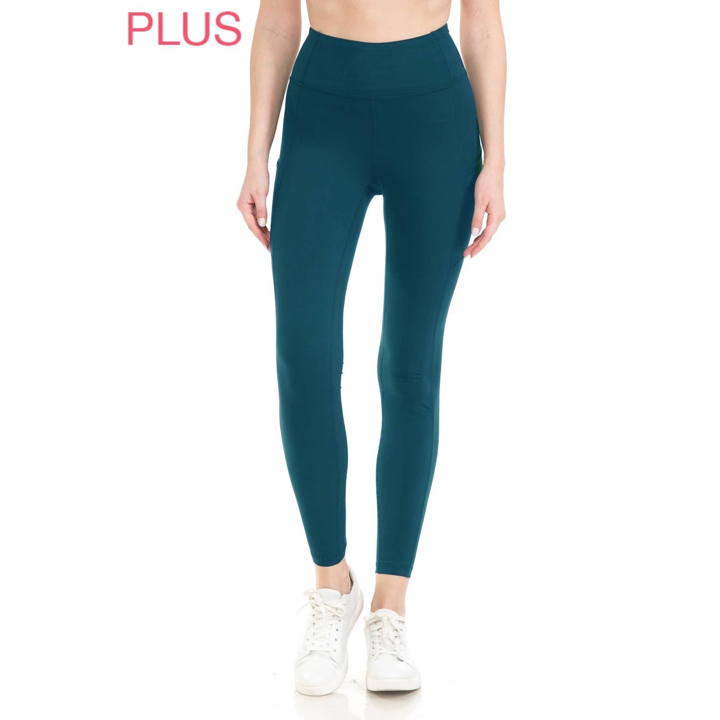 Plus Size Premium High Waist Solid Activewear Leggings: Charcoal / 1XL