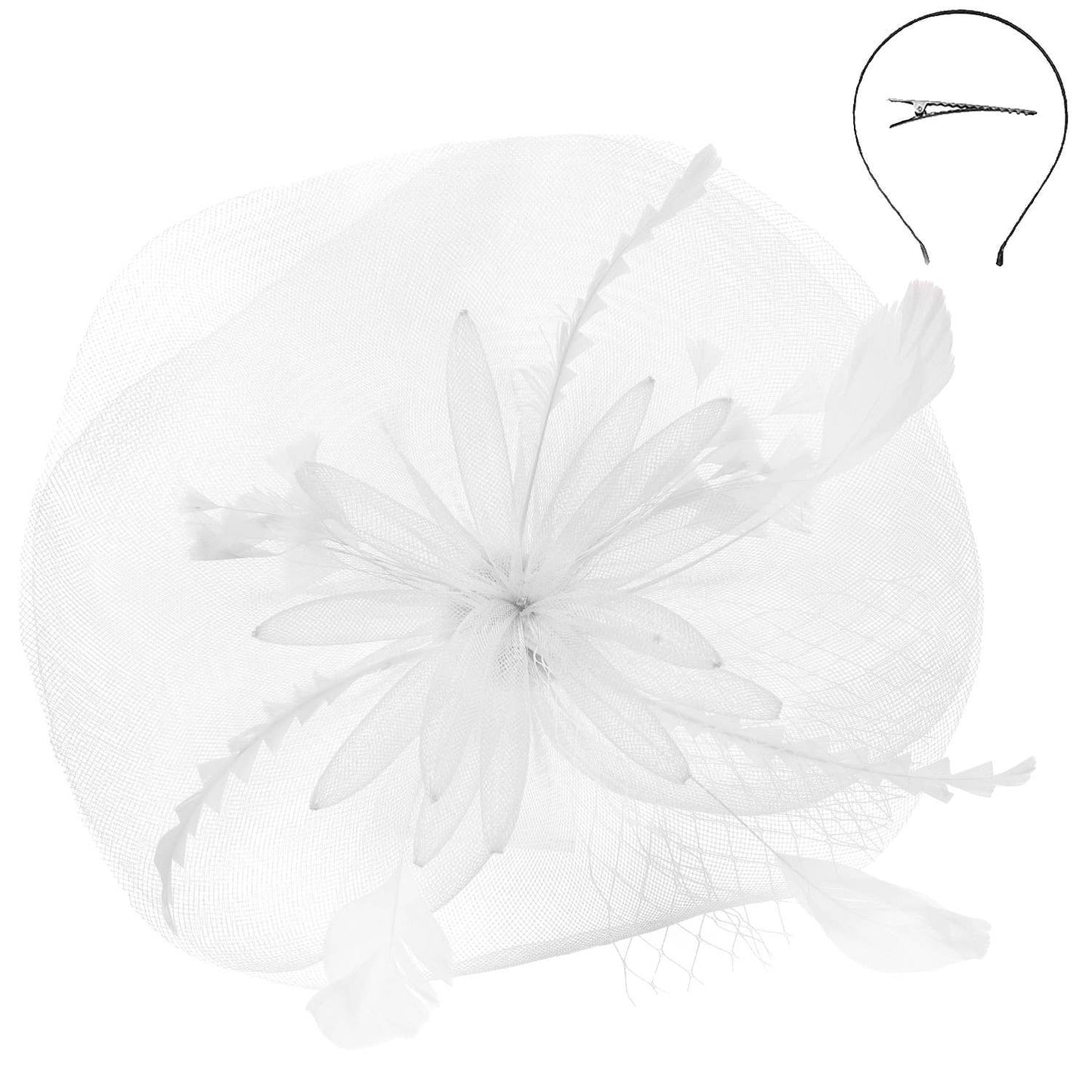 Floral Feather Veil Mesh Fascinator