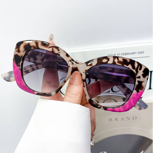 Fashion Cat Eye Leopard Print Retro Flat Sunglasses