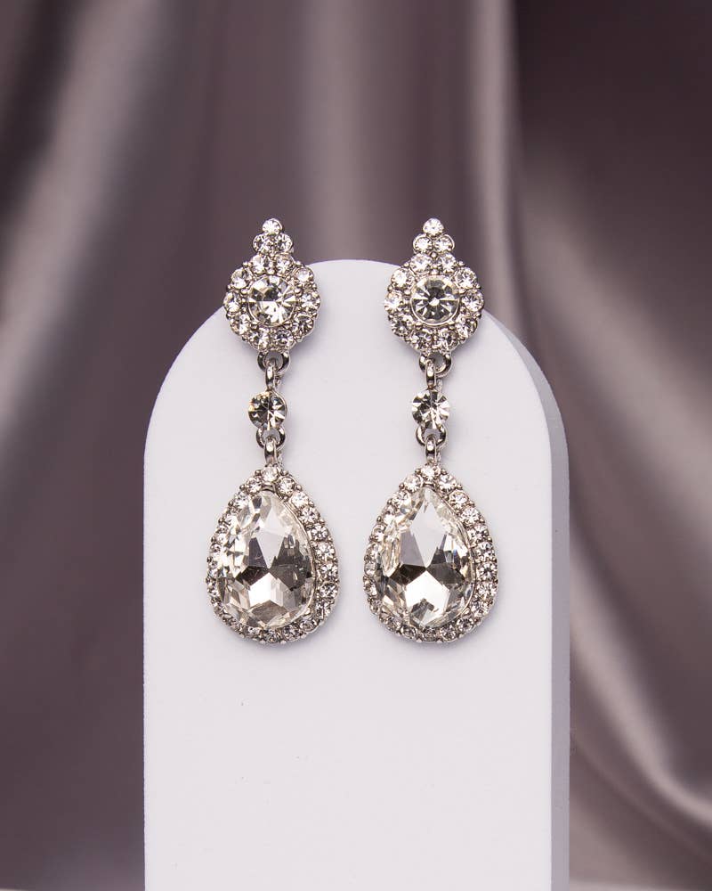 Rhinestone Pave Teardrop Cut Crystal Earrings