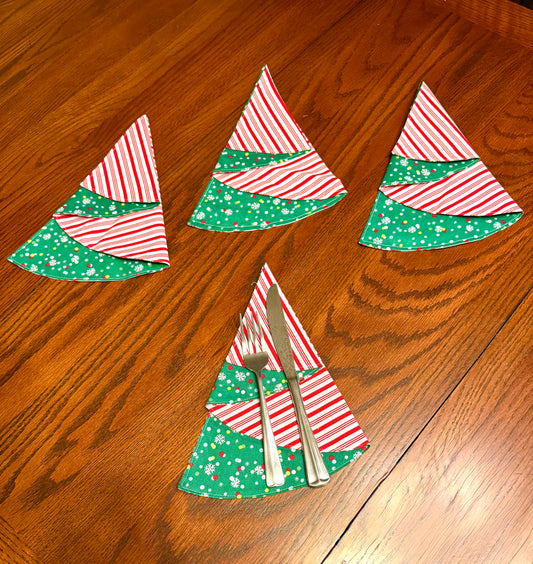 Christmas Stripes Tree Napkins by Debbie