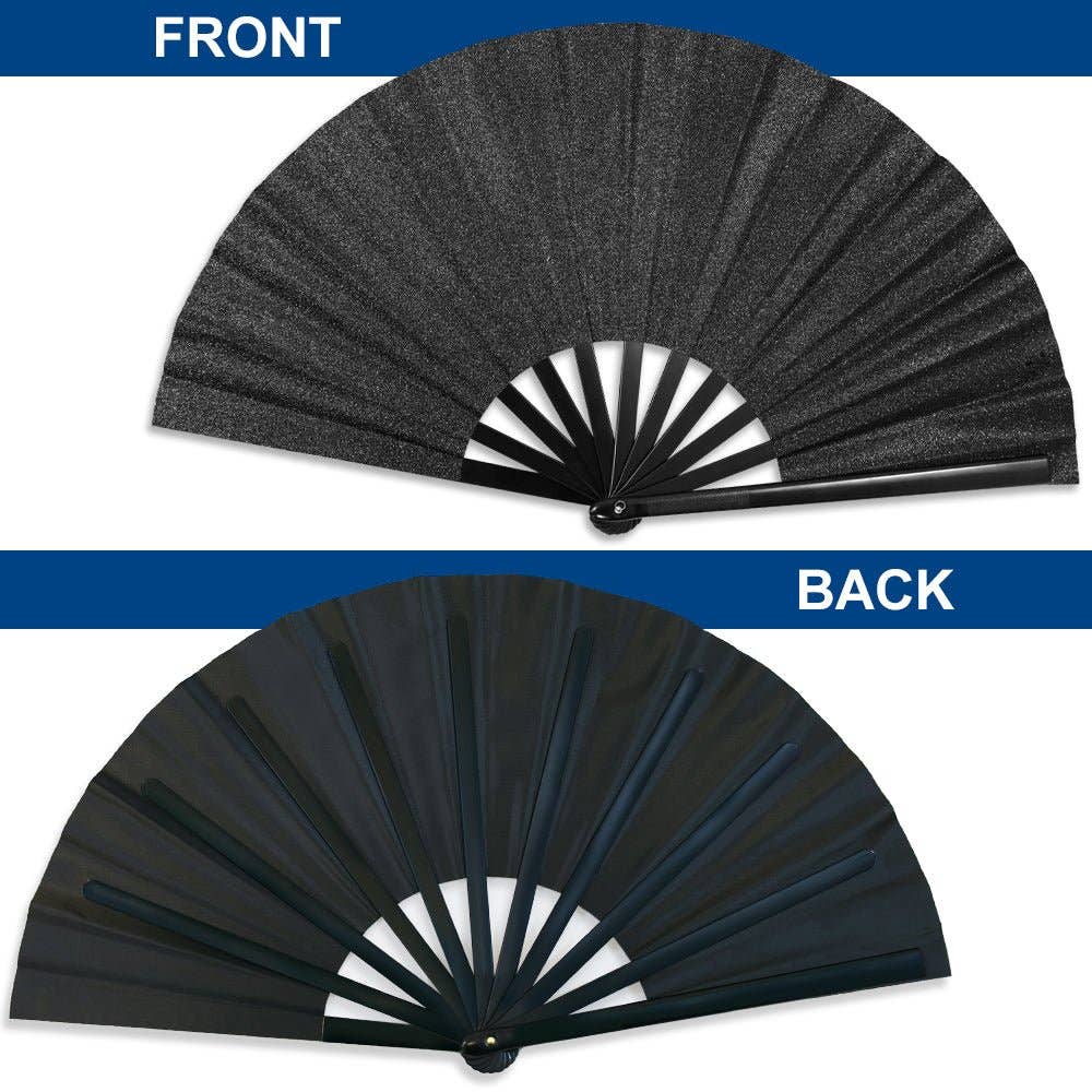 Glitter Black X-Large Hand Fan