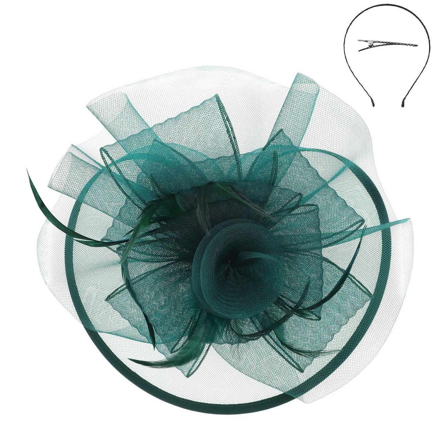 Floral Tilt Derby Mesh w/ Feathers Fascinator
