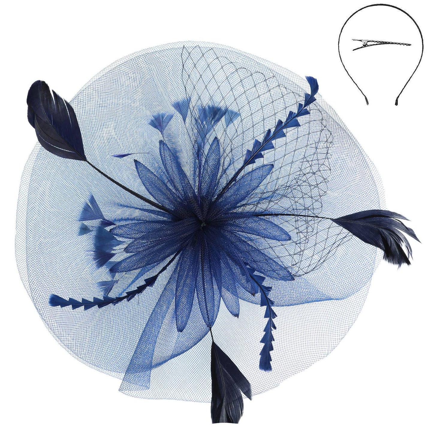 Floral Feather Veil Mesh Fascinator