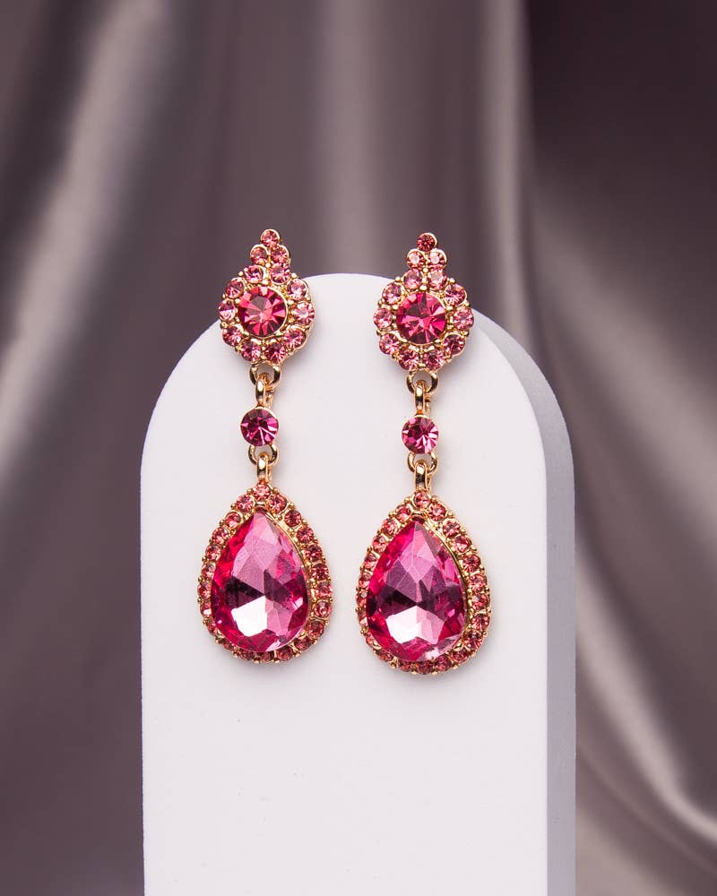 Rhinestone Pave Teardrop Cut Crystal Earrings