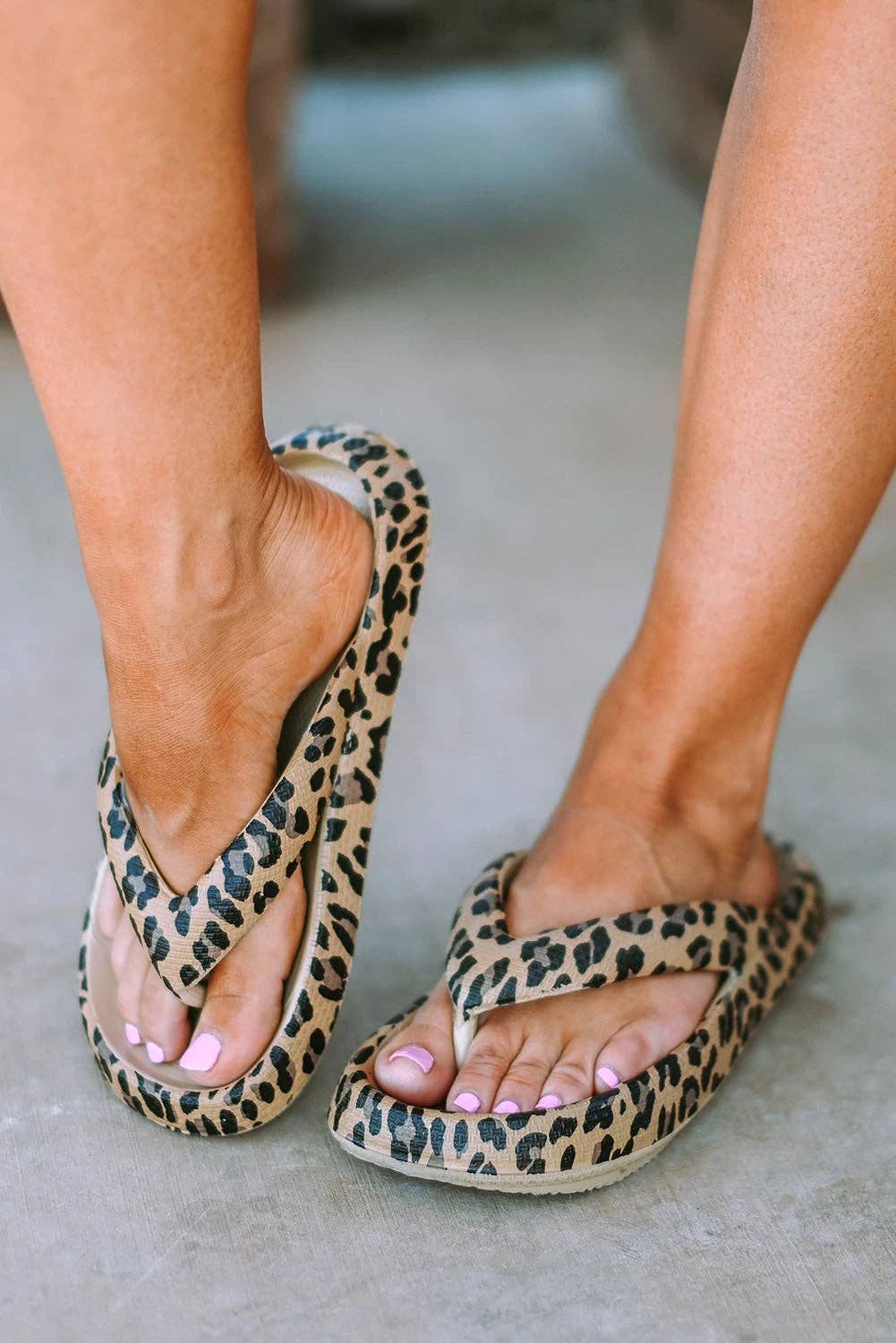 Print Thick Sole Flip Flops: Pink / 100%PVC / 38