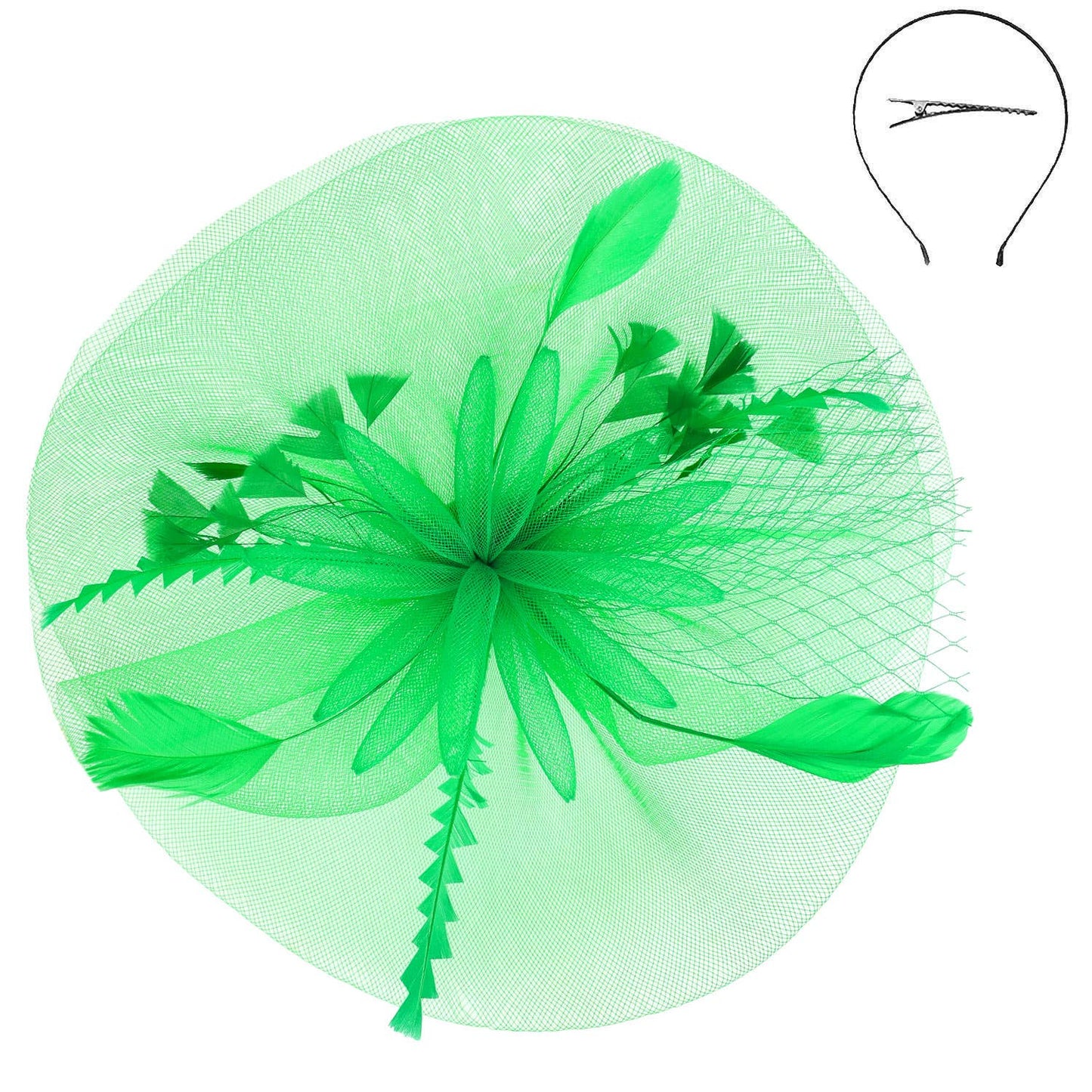 Floral Feather Veil Mesh Fascinator