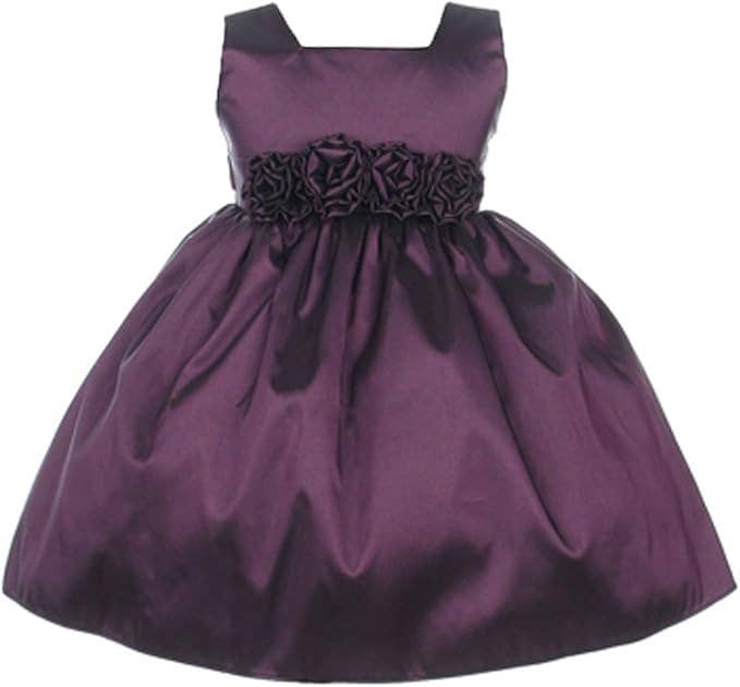 Sweet Kids Baby Sleeveless Rolled Flower Waistband Dress: Silver / 24 Months (XL)