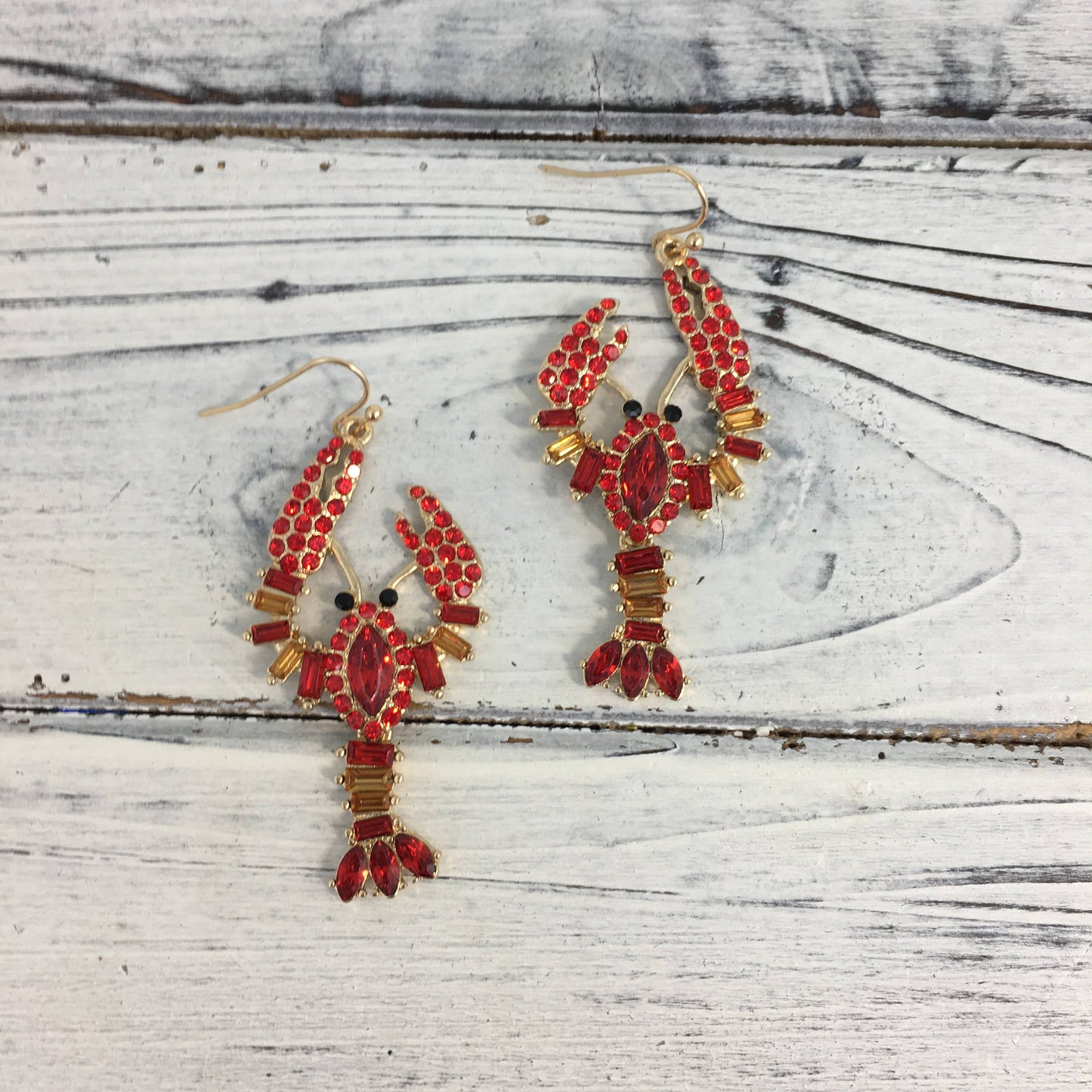 Stone crawfish dangle earrings