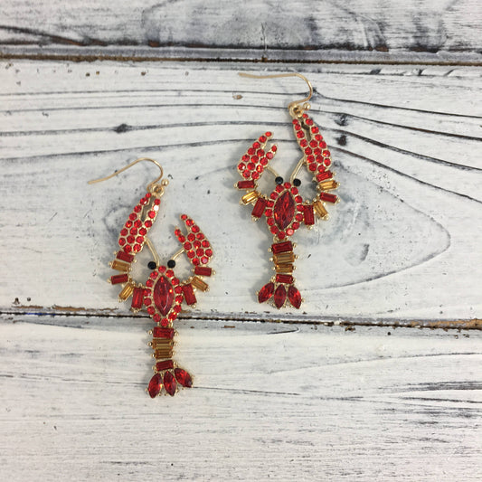 Stone crawfish dangle earrings