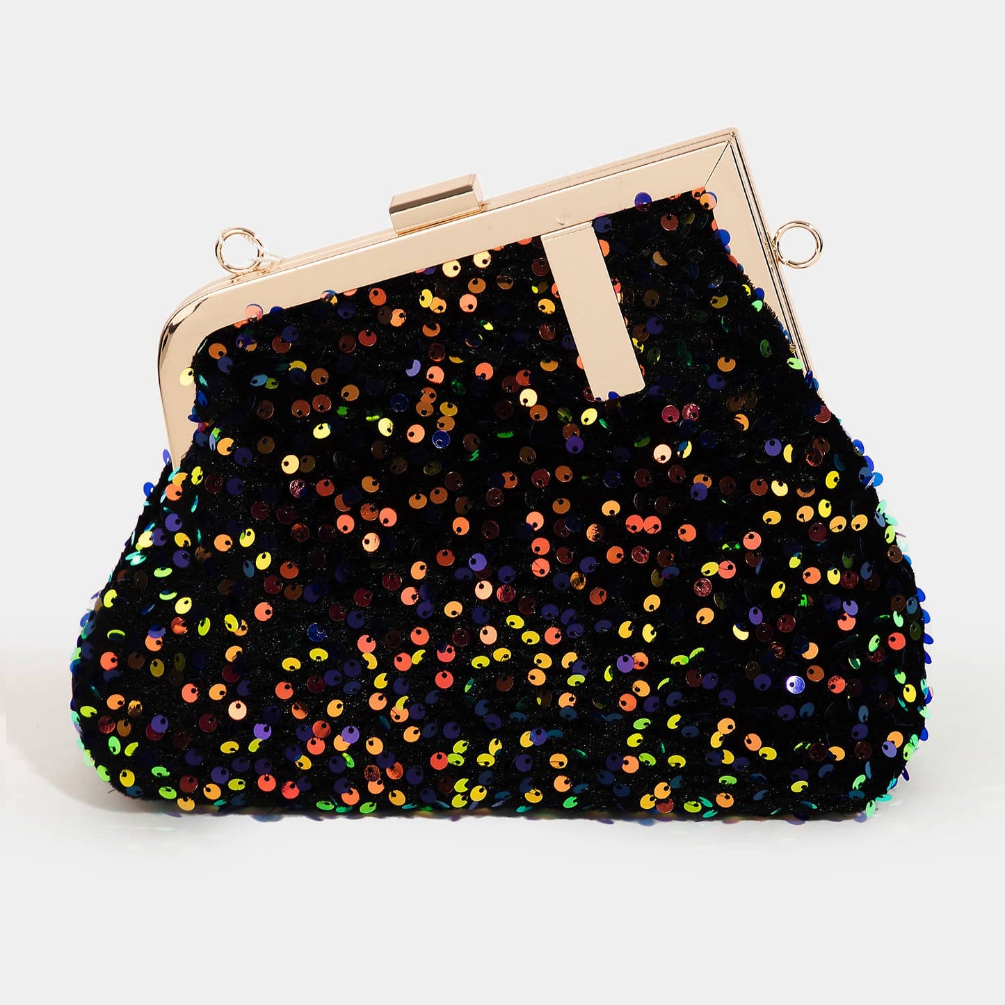 Abstract Metallic Frame Sequin Hand Bag
