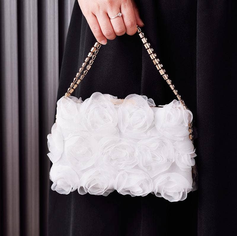 Chiffon flower clutch bag party evening handbag