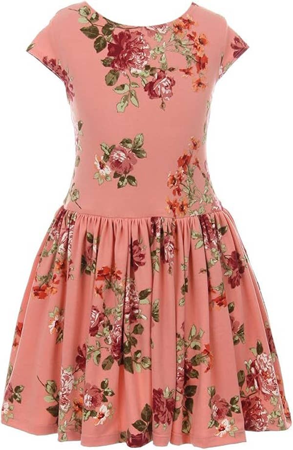 Floral Print Easter Holiday Party Flower Girl Sundress: Blue / 6