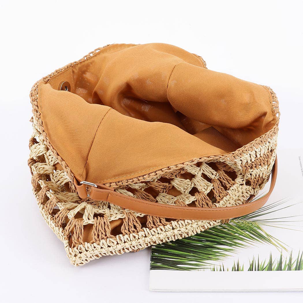 Faux Straw Hobo Bag: BK