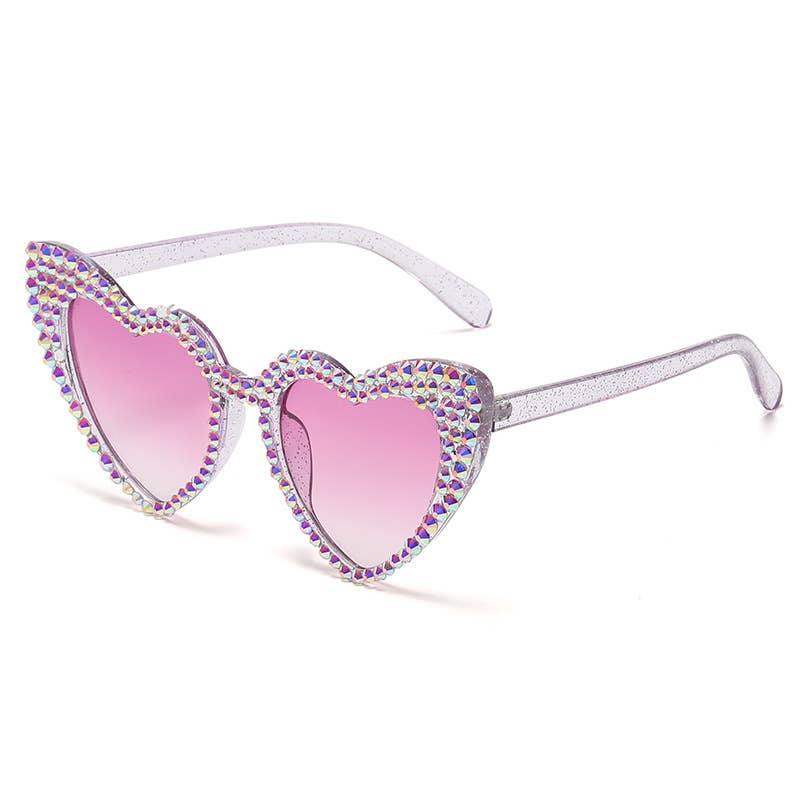 Vintage Rhinestone Fashion Peach Heart Sunglasses