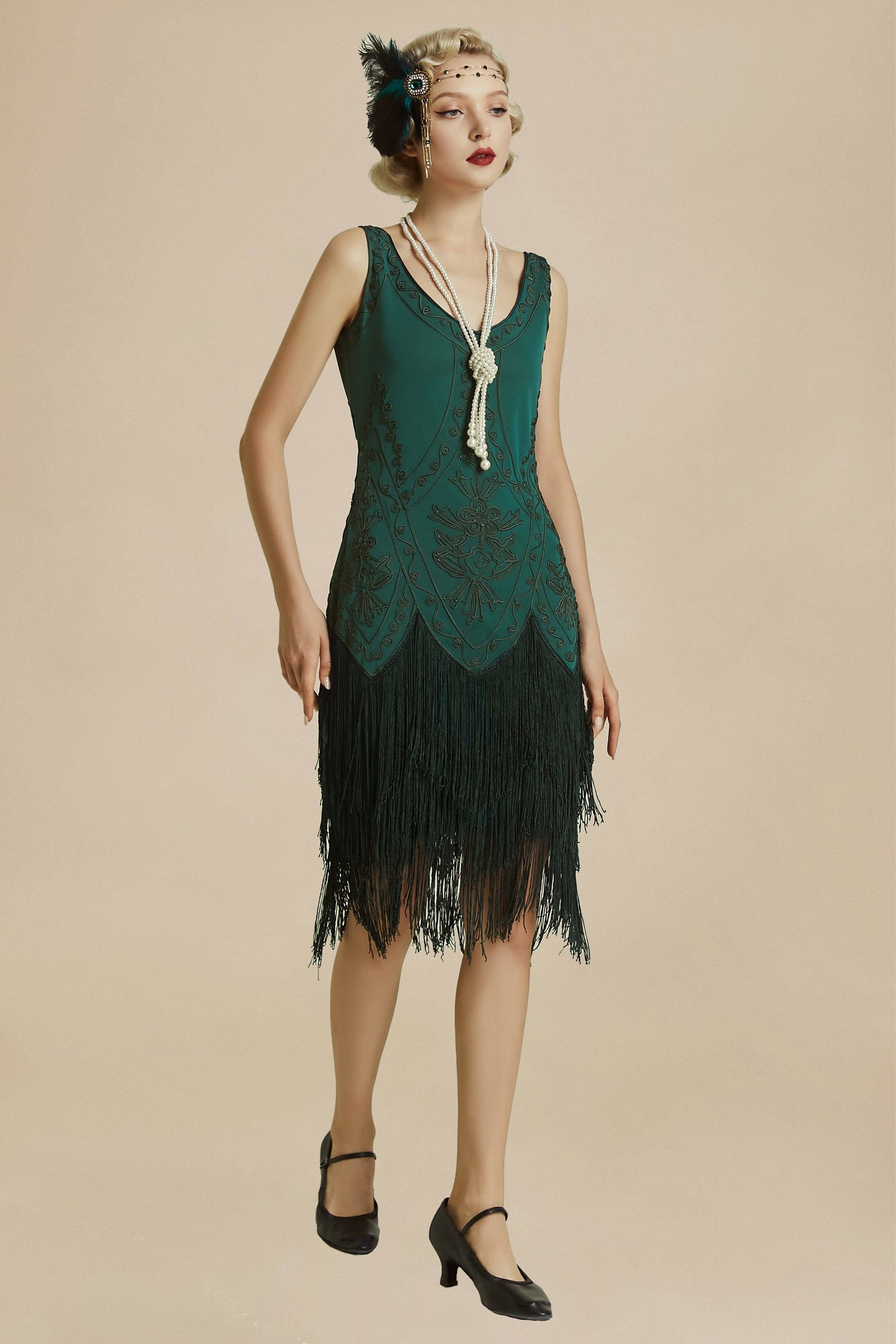 Embroidery Retro Midi Flapper Dress