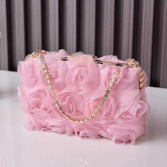 Chiffon flower clutch bag party evening handbag