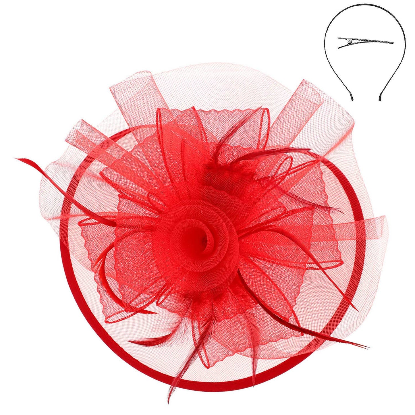 Floral Tilt Derby Mesh w/ Feathers Fascinator