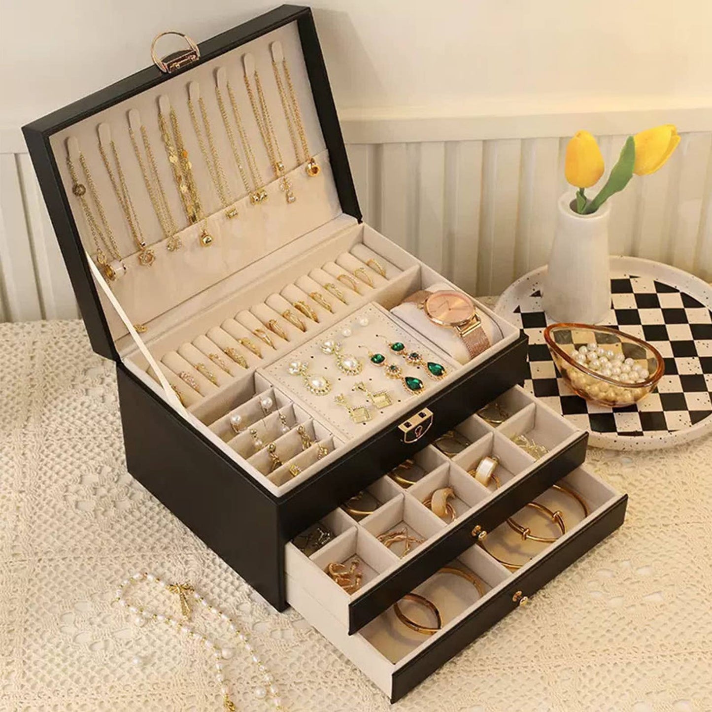 Durable 3-Drawer Large Capacity Jewelry Accessories Storage