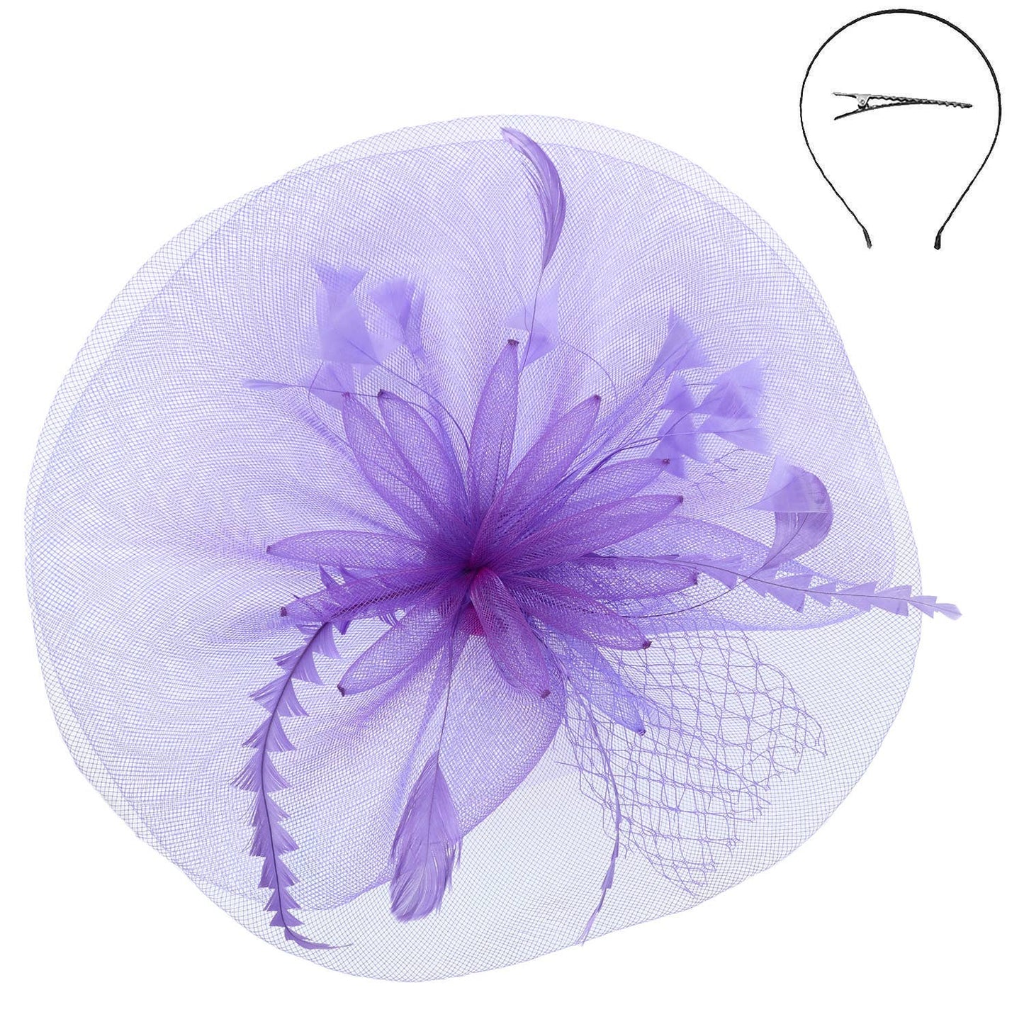 Floral Feather Veil Mesh Fascinator