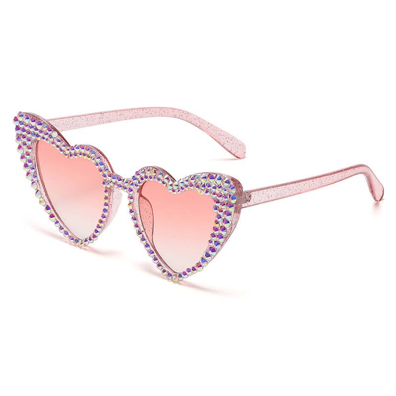 Vintage Rhinestone Fashion Peach Heart Sunglasses