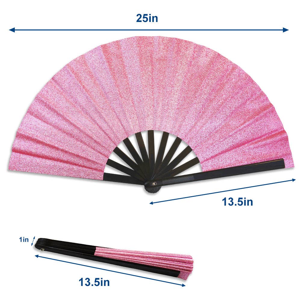 Glitter Pink X-Large Hand Fan