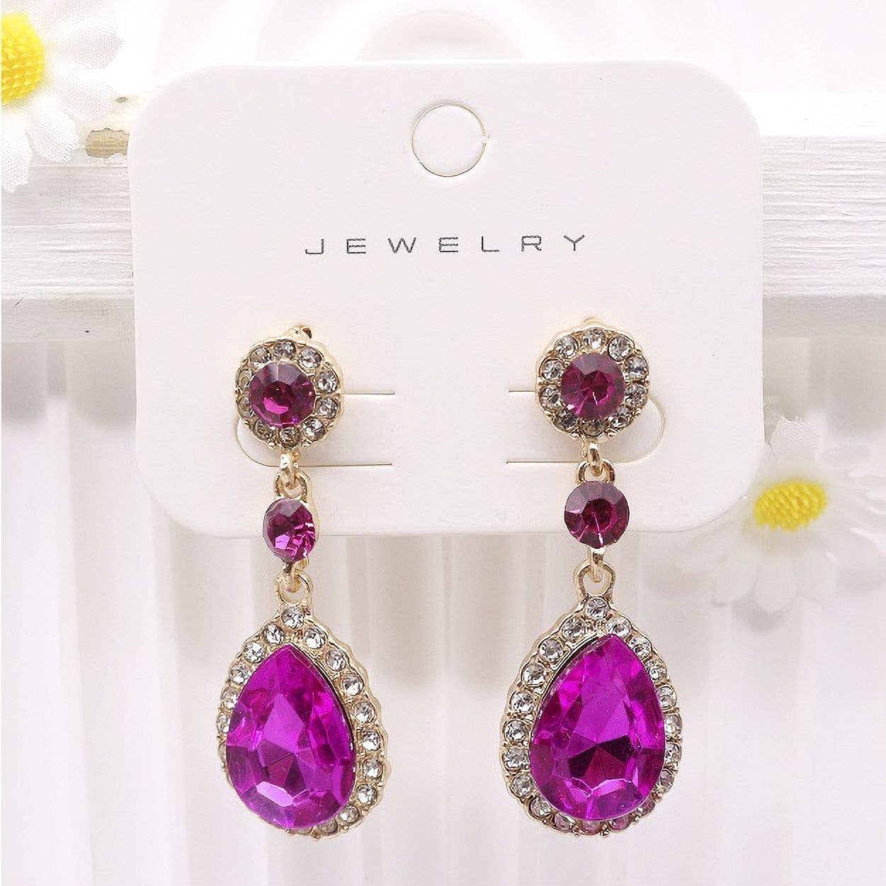 Bold Tear Drop Triple Bridal Earrings