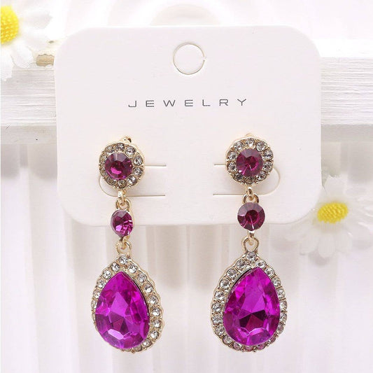 Bold Tear Drop Triple Bridal Earrings
