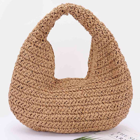 Faux Straw Braided Bindle Bag: KH
