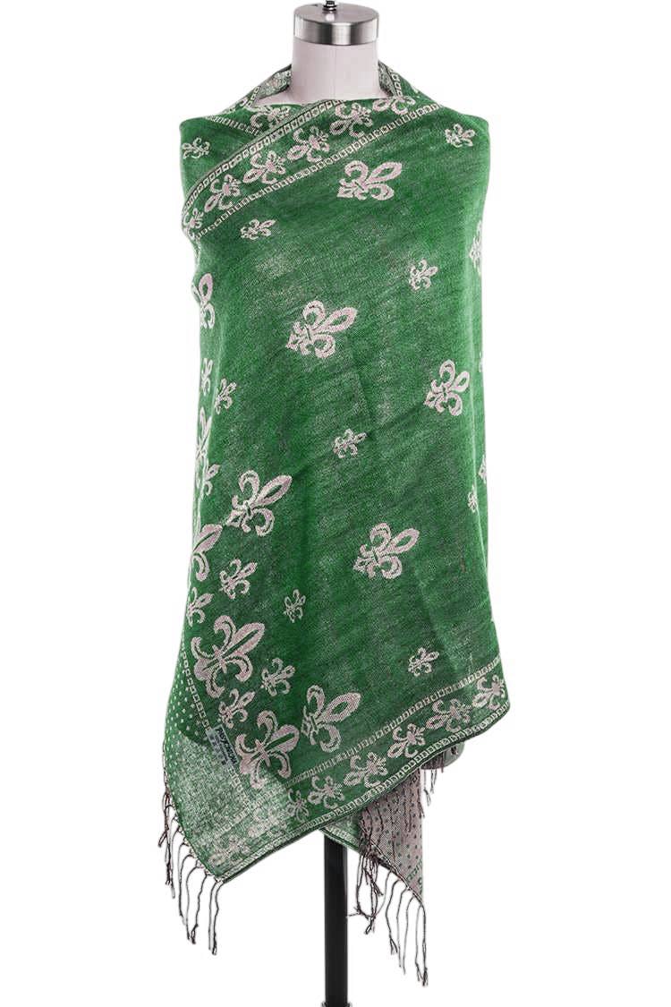 Fleur De Lis Jacquard Print Pashmina Shawl Scarf