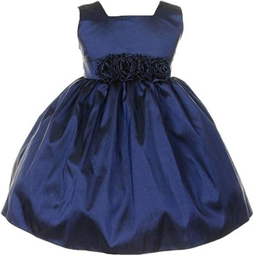 Sweet Kids Baby Sleeveless Rolled Flower Waistband Dress: Silver / 24 Months (XL)