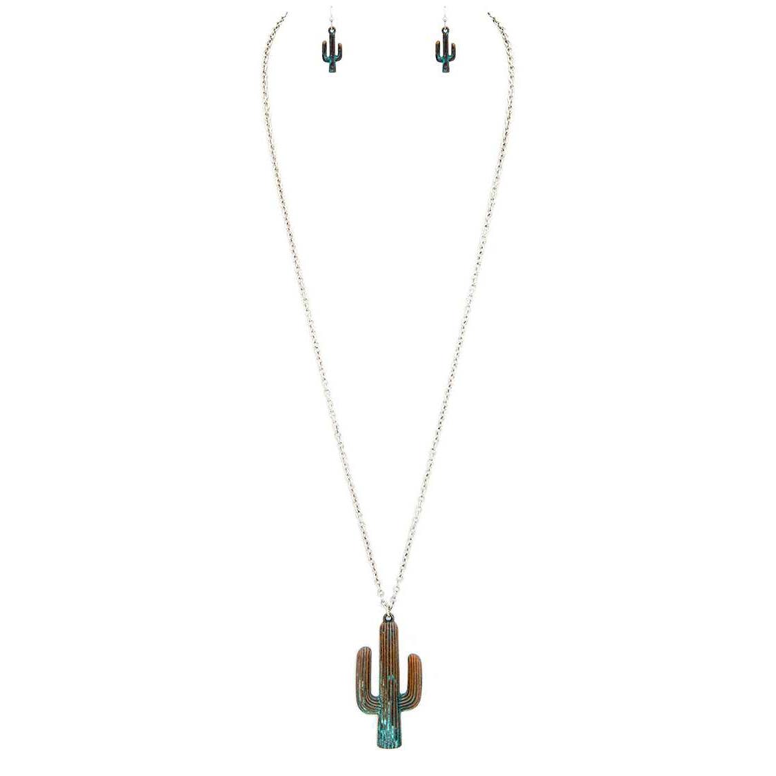 Vintage Inspired Cactus Pendant Necklace Set