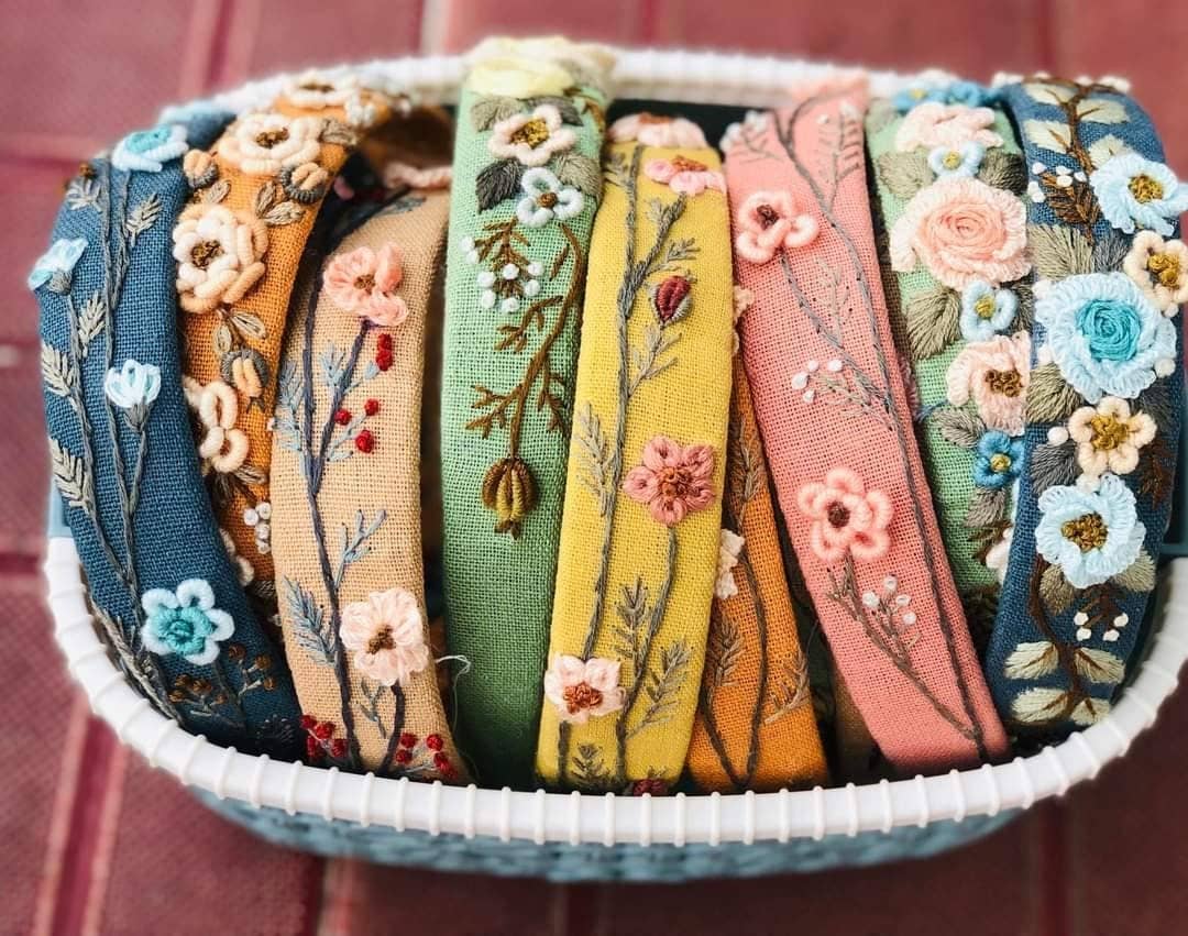 Floral Embroidered Headband, Charlotte Collection ✅