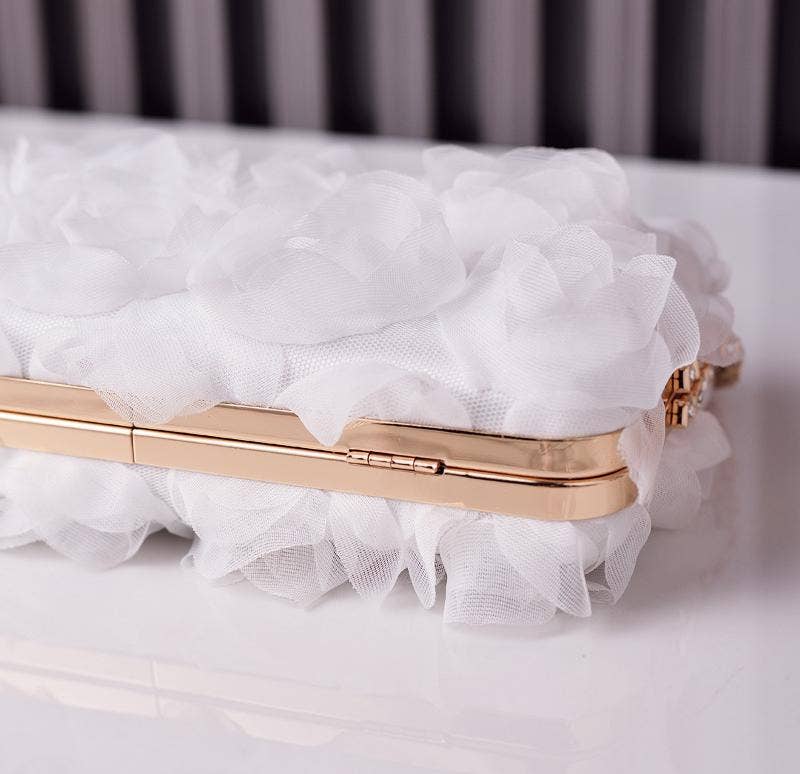 Chiffon flower clutch bag party evening handbag