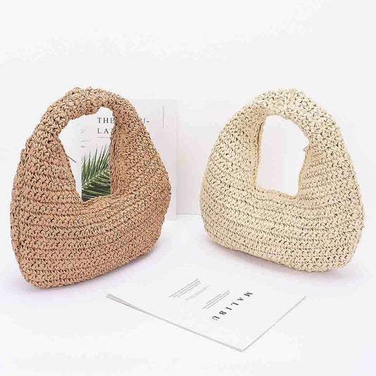 Faux Straw Braided Bindle Bag: KH