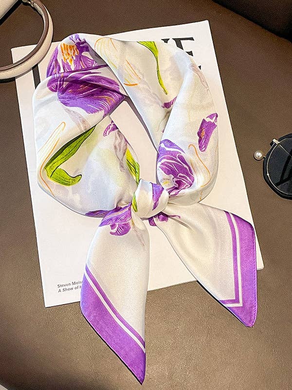 Floral Print Contrast Color Shawl and Scarf