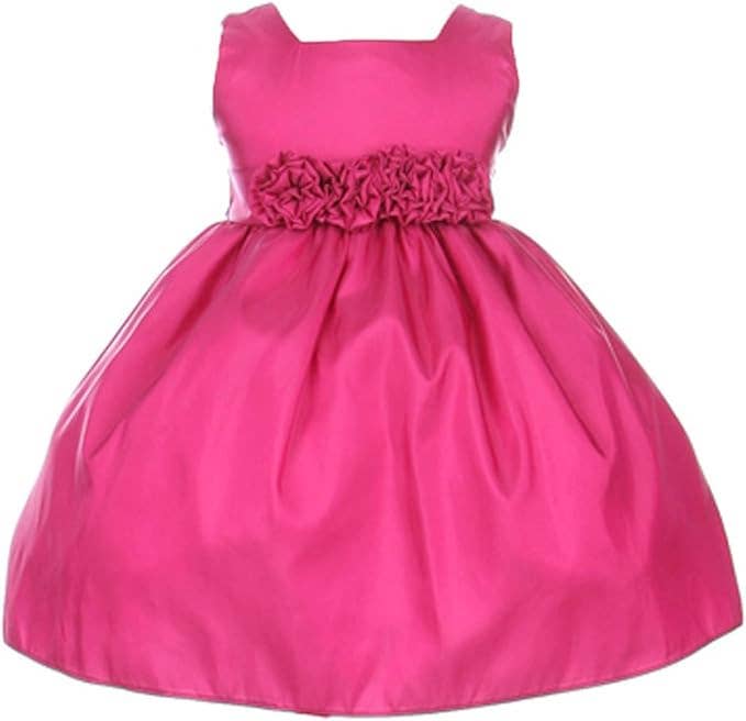 Sweet Kids Baby Sleeveless Rolled Flower Waistband Dress: Silver / 24 Months (XL)