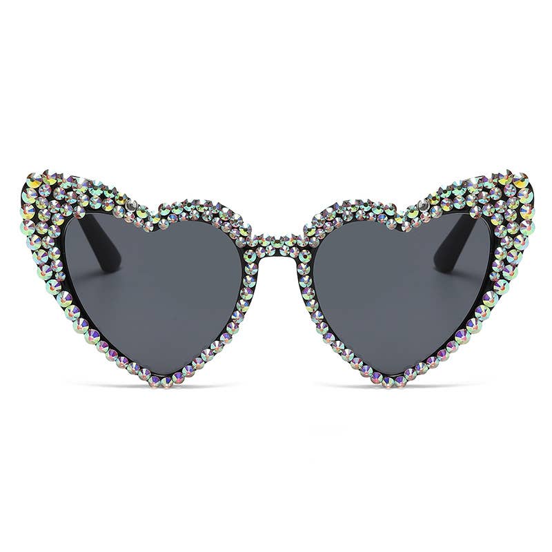 Vintage Rhinestone Fashion Peach Heart Sunglasses