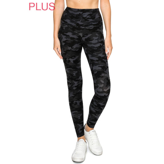 Plus Size 5" Yoga Band Premium Print Activewear Leggings