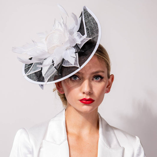 Two Tone Folded Fascinator with Headband and Clip
