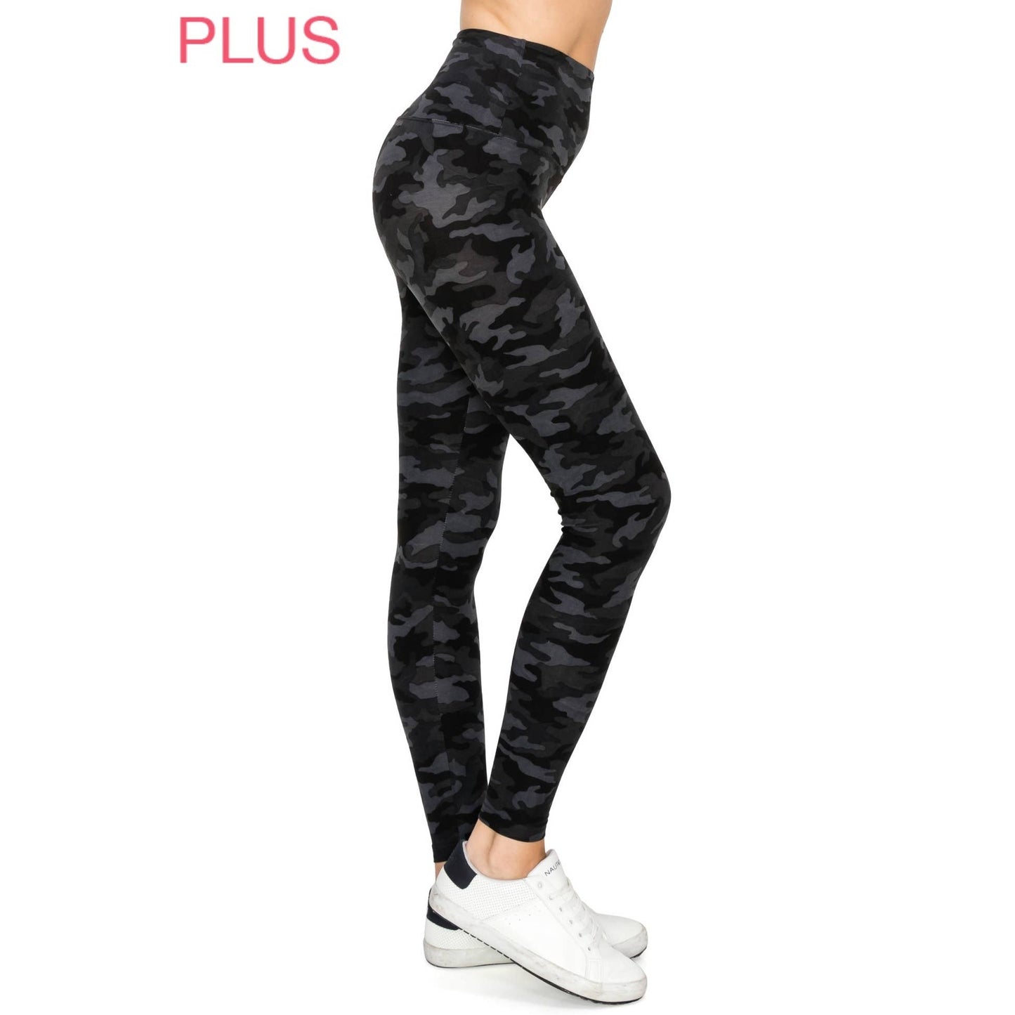 Plus Size 5" Yoga Band Premium Print Activewear Leggings