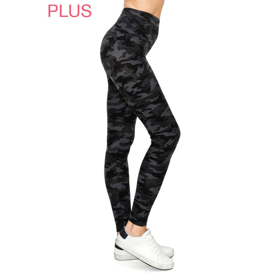 Plus Size 5" Yoga Band Premium Print Activewear Leggings