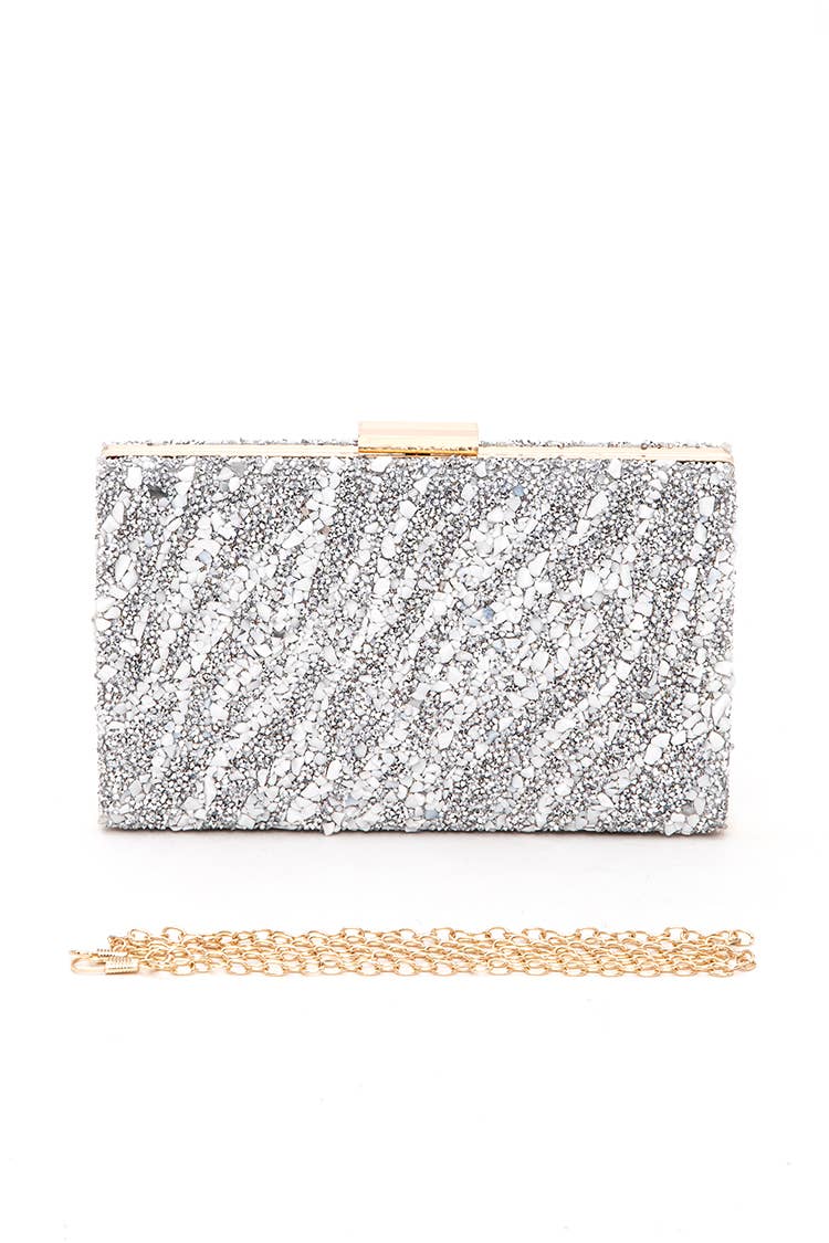 Mix Gem Stone Druzy Box Clutch