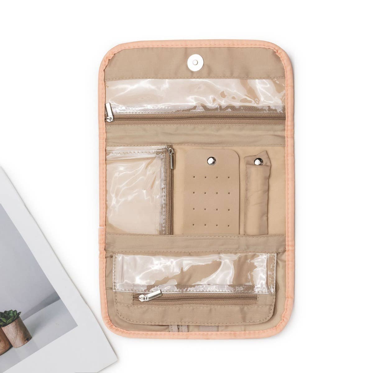 Portable Travel Jewelry Organizer Roll,Foldable for Earrings