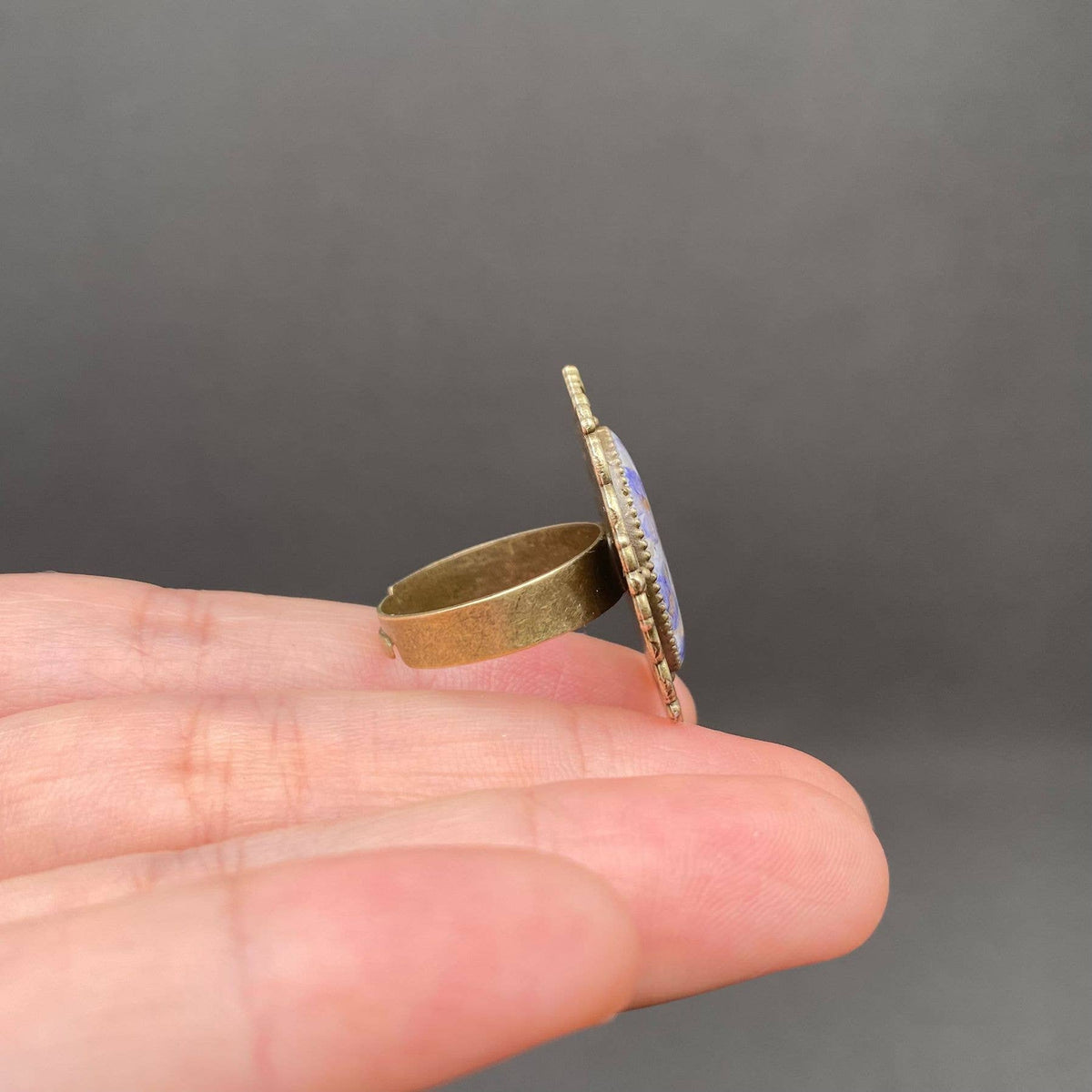 Vintage Dried Flowers Adjustable Ring - PDF